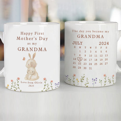 Happy 1st Mother's Day As My Grandma Nana Mommy Calendar Keepsake Personalized Mug