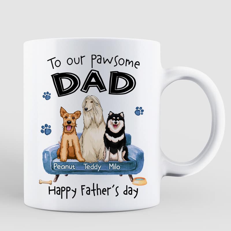 To Pawsome Dog Dad Happy Father's Day Personalized Mug