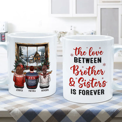 Brother Sisters Sitting By The Window Personalized Mug, Christmas Gift for Siblings