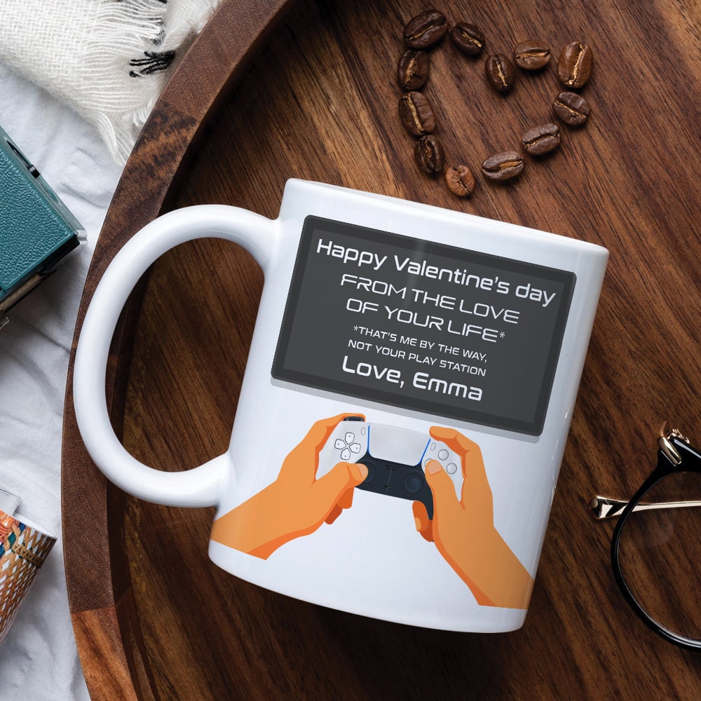 From The Love Of Your Life, Personalized Coffee Mug, Valentine's Day Gifts For Gamers, Couple Coffee Mug