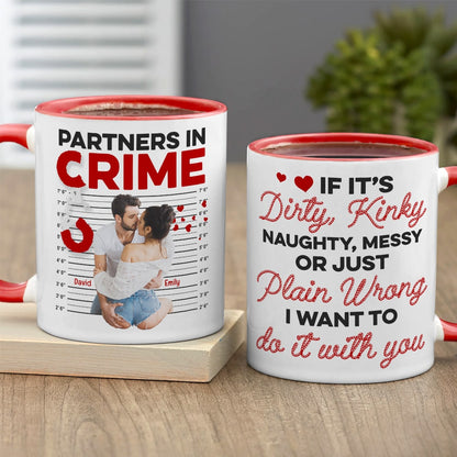 Partners In Crime- Custom Photo Accent Mug- Couple Gift- Funny Couple Mug