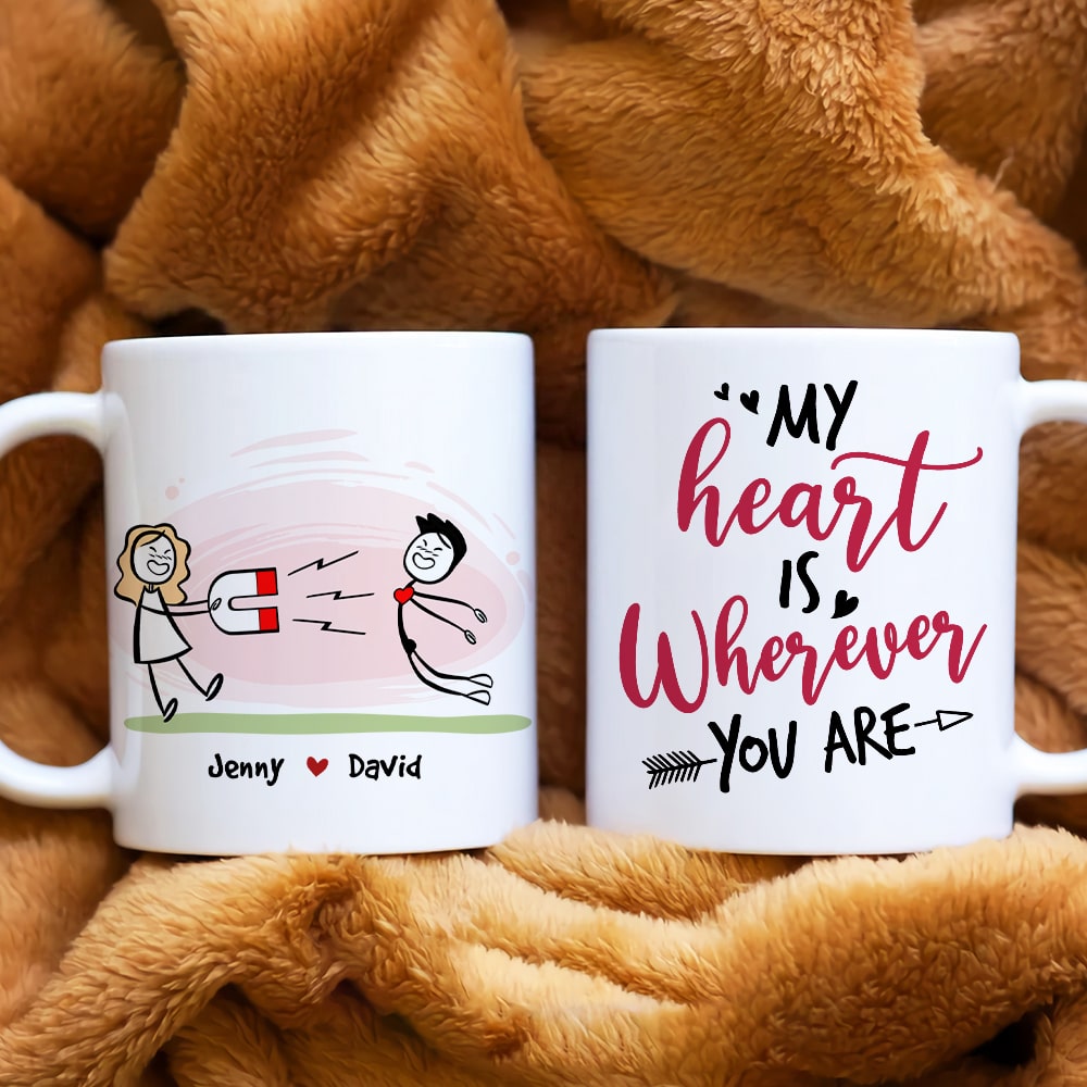 My Heart Is Wherever You Are, Personalized Mug, Gift For Couple