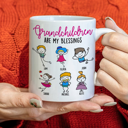 Grandchildren Are My Blessings- Personalized Coffee Mug- Gifts For Grandma- Gifts For Grandpa- Grandparents Coffee Mug