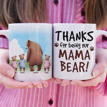 Personalized Gifts For Mom Coffee Mug Thanks For Being Our Mama Bear
