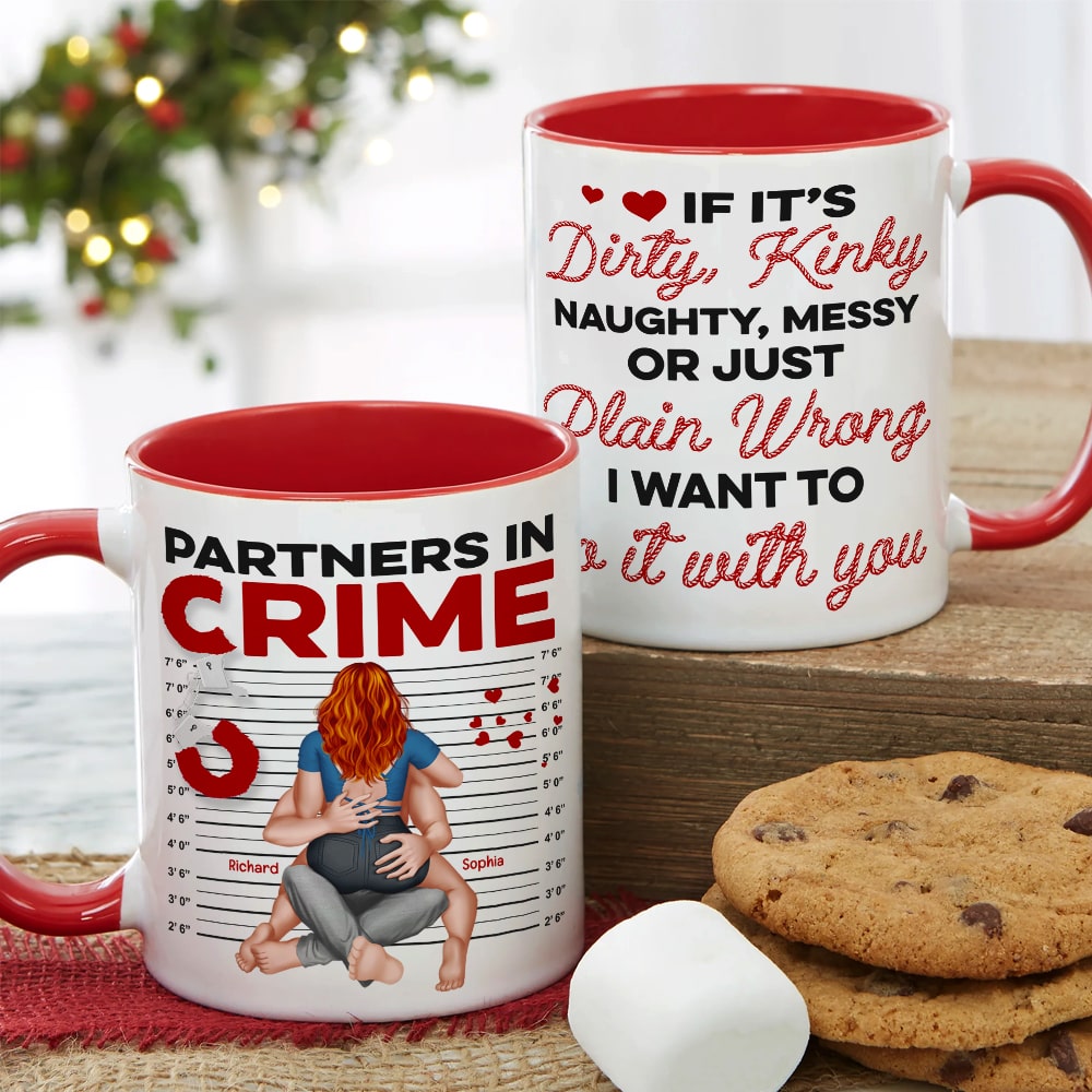 Partners In Crime- Personalized Accent Mug - Couple Gift- Funny Couple Mug