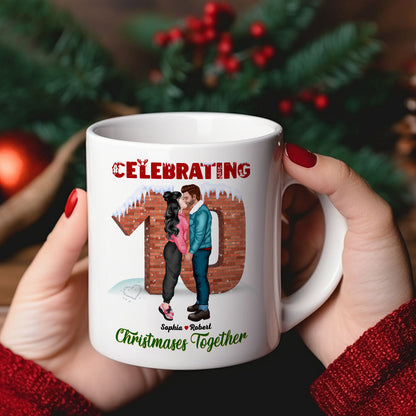 Celebrating Christmas Together, Couple Gift, Personalized Mug, Anniversary Couple Mug, Christmas Gift