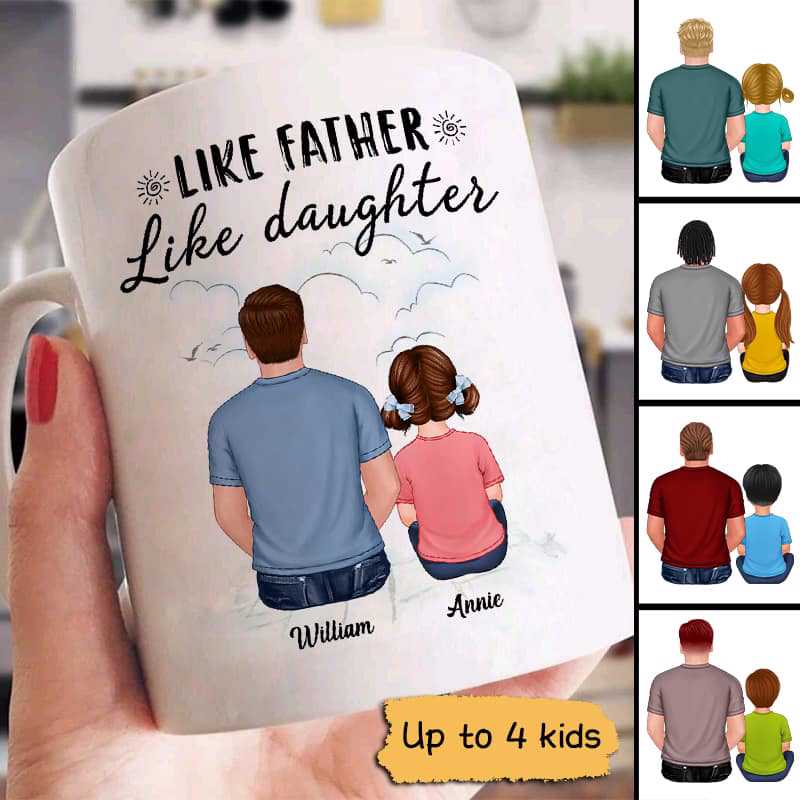 Back View Like Father Like Son Daughter Father's Day Gift Personalized Mug