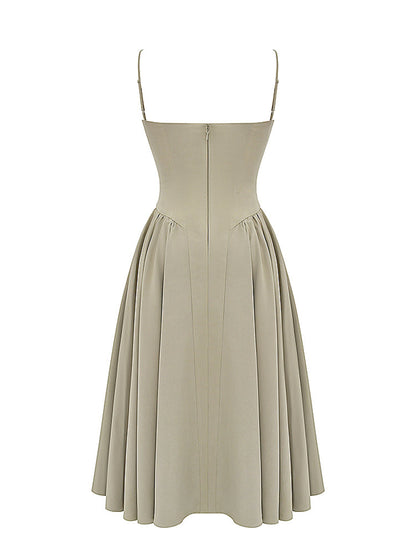 Sweetheart Neck Spaghetti Straps Volume Midi Dress