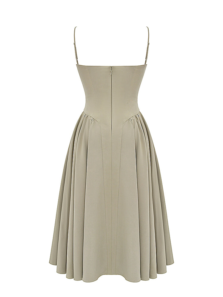 Sweetheart Neck Spaghetti Straps Volume Midi Dress