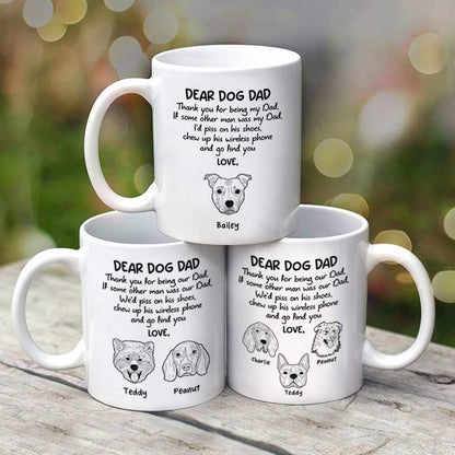 Dear Dog Dad Dog Head Outline Father's Day Gift Personalized Mug