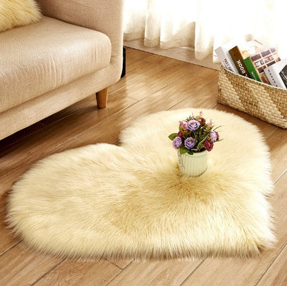 Plush Heart Shaped Carpet Non-Slip Mat Fluffy Rug Floor