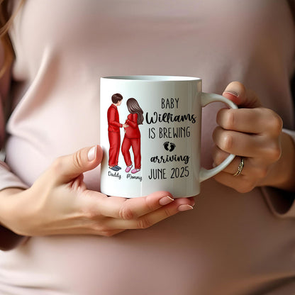 Baby Is Brewing Pregnancy Couple Personalized Mug Expecting Mom Gift, Expecting Parents Gift, Gift