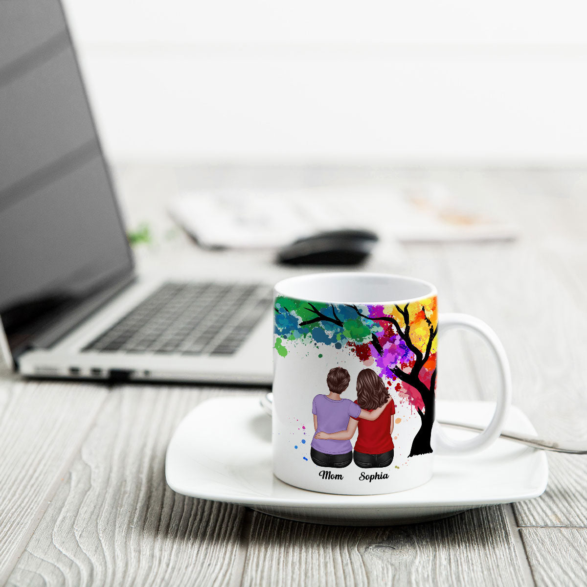 To My Daughter Happy Mother's Day Watercolor Tree Personalized Mug