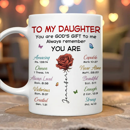 To My Daughter You Are God's Gift Ceramic Mug, Personalized Name Coffee Mug, Faith Inspired Daily Reminder Gift