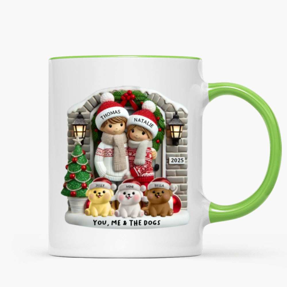 Personalized Farmhouse Couple Mug with Optional Pet Dog Cat, Christmas Gift for Him, Gift for Her