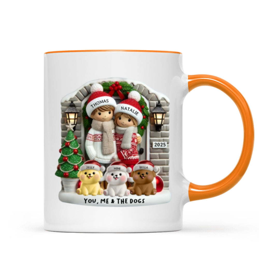 Personalized Farmhouse Couple Mug with Optional Pet Dog Cat, Christmas Gift for Him, Gift for Her