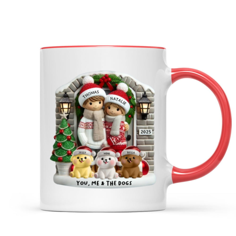 Personalized Farmhouse Couple Mug with Optional Pet Dog Cat, Christmas Gift for Him, Gift for Her