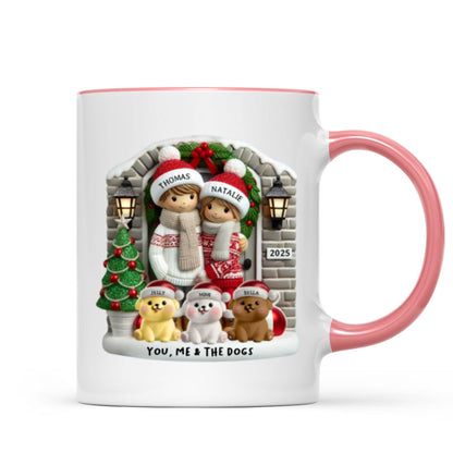 Personalized Farmhouse Couple Mug with Optional Pet Dog Cat, Christmas Gift for Him, Gift for Her