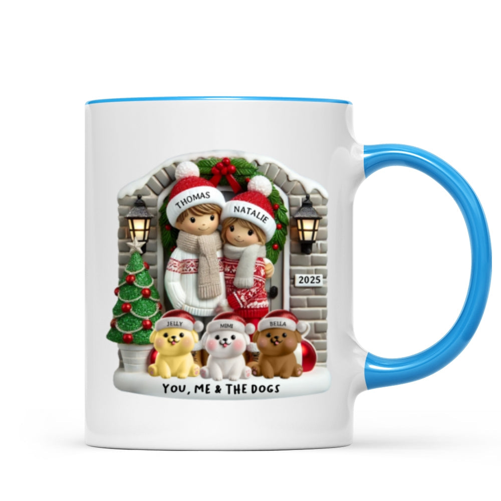 Personalized Farmhouse Couple Mug with Optional Pet Dog Cat, Christmas Gift for Him, Gift for Her