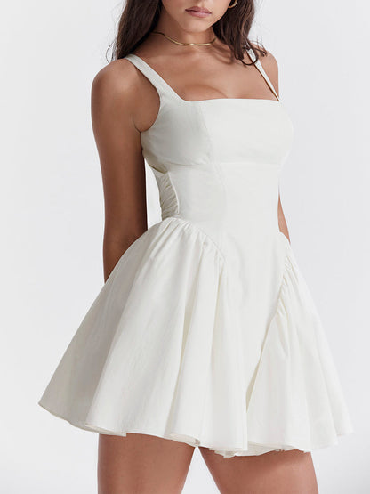 A-line Low Open Back Bow Mini Dress