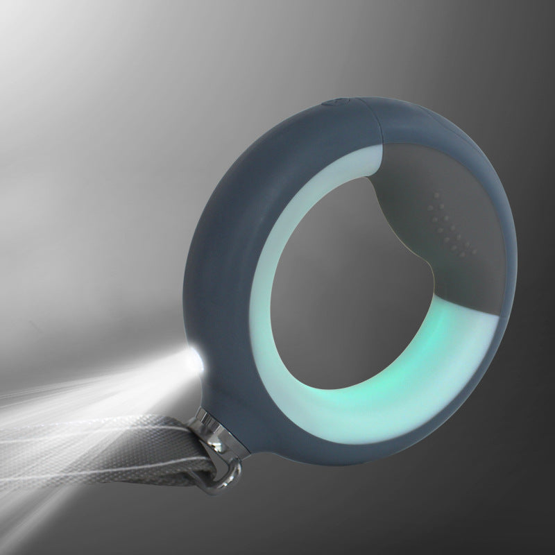 Glowing Ring Retractable Dog Leash And Flashlight
