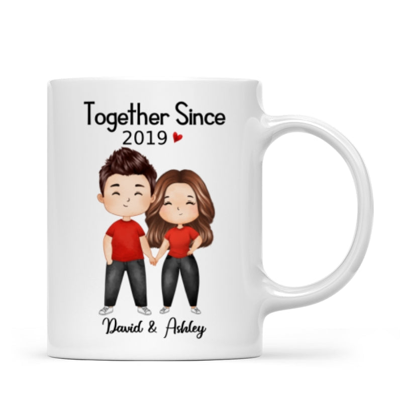 Watercolor Chibi Couple Standing Gift For Him For Her Personalized Mug