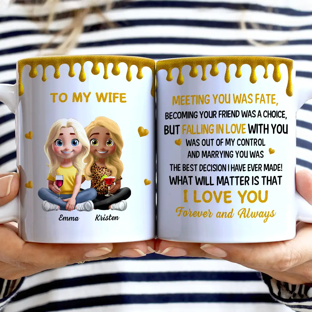 3D Effect Couple Meeting You Marrying You - Personalized White Edge-to-Edge Mug