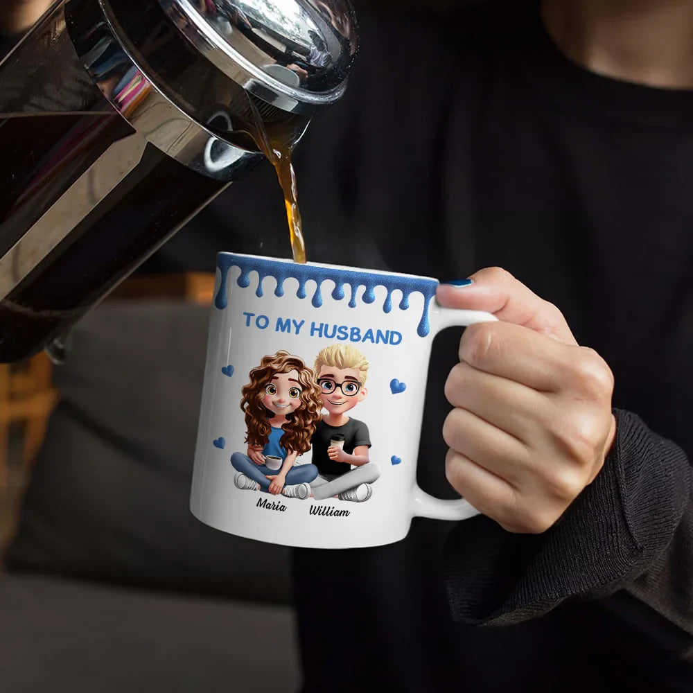 3D Effect Couple Meeting You Marrying You - Personalized White Edge-to-Edge Mug