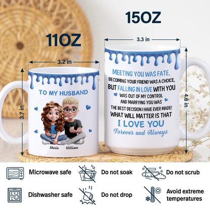 3D Effect Couple Meeting You Marrying You - Personalized White Edge-to-Edge Mug