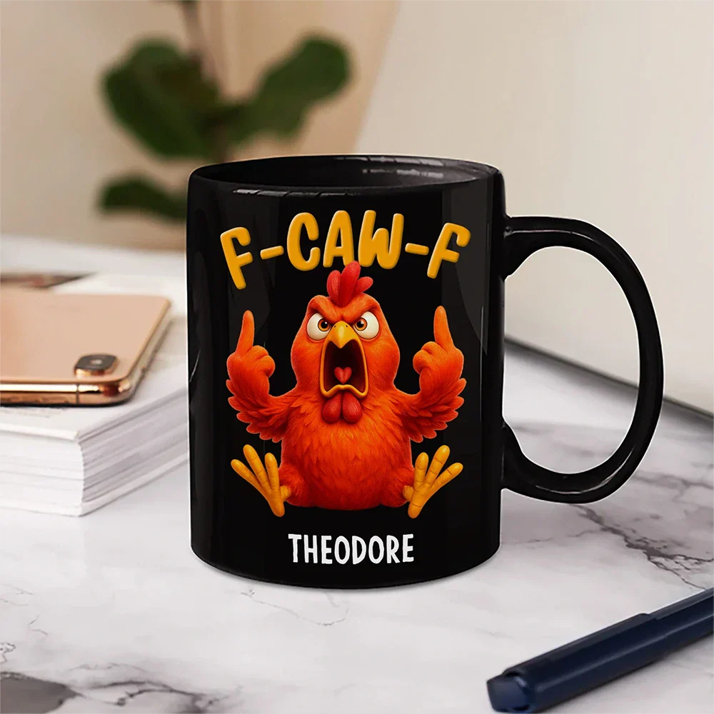 3D Effect Funny Chicken F-CAW-F My Work Vocabulary - Personalized Mug
