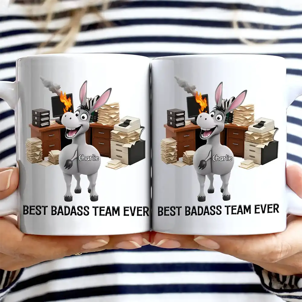3D Effect Funny Donkey Coworkers Best Team Ever - Personalized Mug