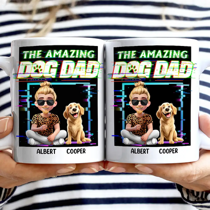 3D Effect Glitch Signal The Amazing Dog Dad - Personalized Mug