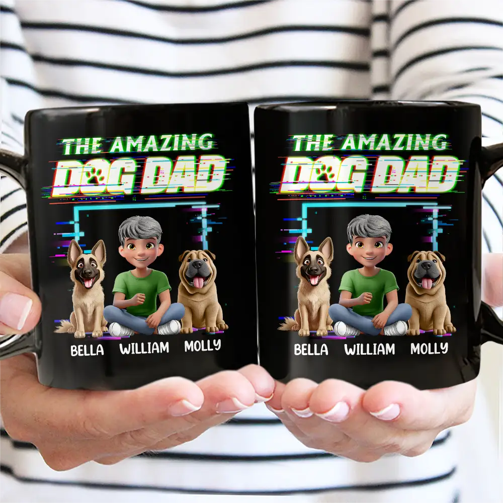 3D Effect Glitch Signal The Amazing Dog Dad - Personalized Mug
