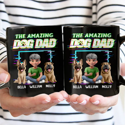 3D Effect Glitch Signal The Amazing Dog Dad - Personalized Mug