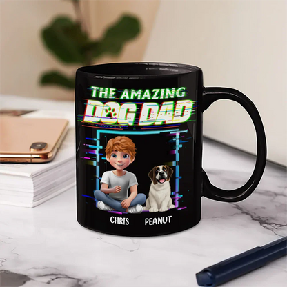 3D Effect Glitch Signal The Amazing Dog Dad - Personalized Mug