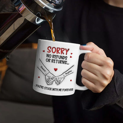 3D Inflated Effect Printed You Are Stuck With Me Forever - Personalized White Edge-to-Edge Mug