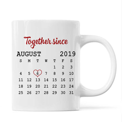 Be Mine Doll Couple Kissing Calendar Personalized Mug - Gift For Him Gift For Her