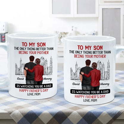 Skyline To My Son From Mom Happy Father's Day Personalized Mug