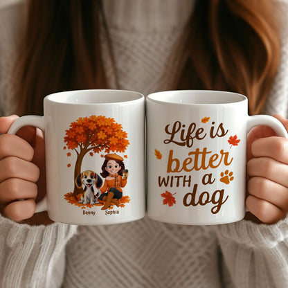 Cozy Fall Vibe Cute Cartoon Life Is Better With A Dog Personalized Mug