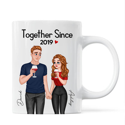 Cartoon Couple Hand In Hand Together Since Personalized Mug