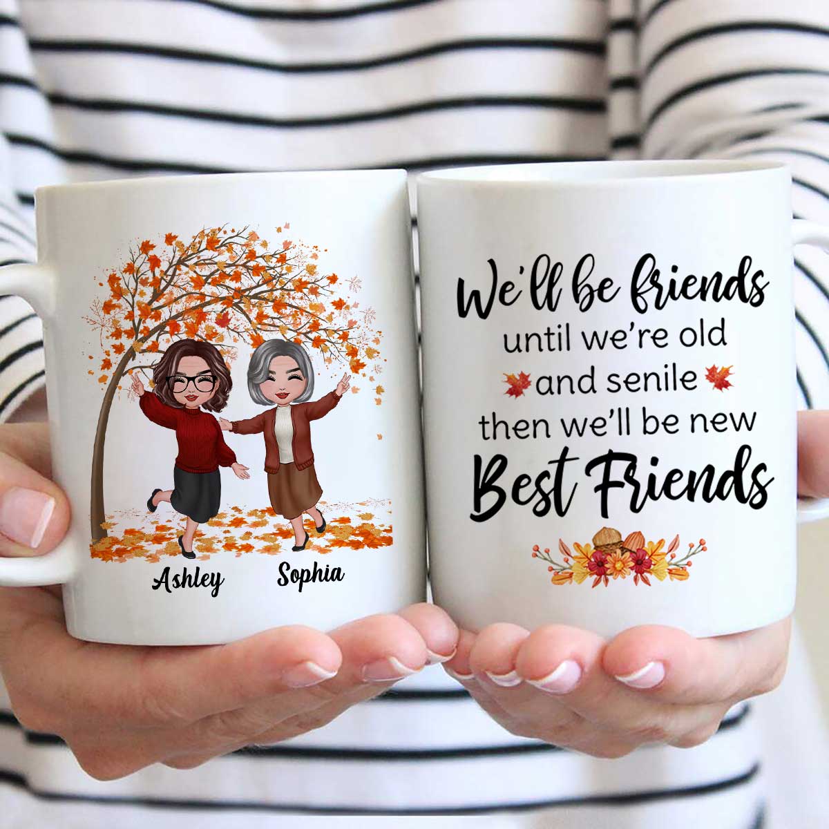 Fall Season Happy Doll Old Besties Personalized Mug