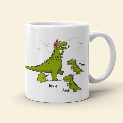 You Fart Too Much But I Still Love You, Personalized Mug, Gift For Mom, Mother's Day Gift, Dinosaur Mom And Kids Mug