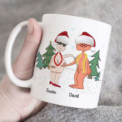 Let's Be Naughty And Save Santa The Trip, Couple Gift, Personalized Mug, Funny Old Couple Mug, Christmas Gift