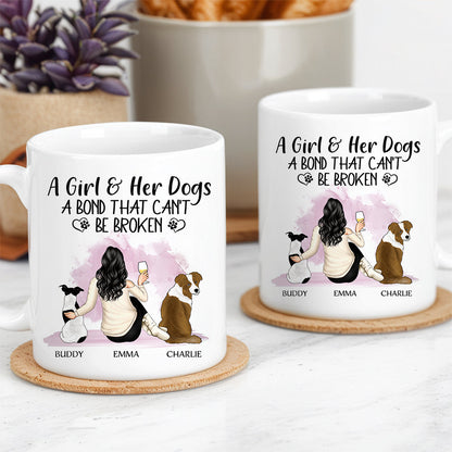 A Girl & Her Dogs A Heartwarming Bond with Custom Names, Perfect Gift for Dog Lovers,for Mother's Day or Birthday