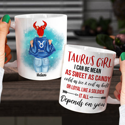 I Can Be Mean As Sweet As Candy - Personalized White Mug - Gift For Zodiac Girl