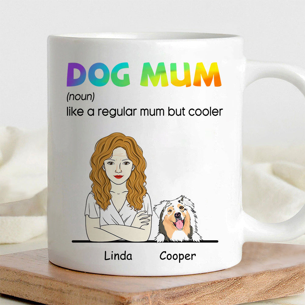 Custom Dog Mum Mug 'Like a Regular Mum But Cooler' Personalized Ceramic Coffee Mug Ideal Gift for Dog Mums