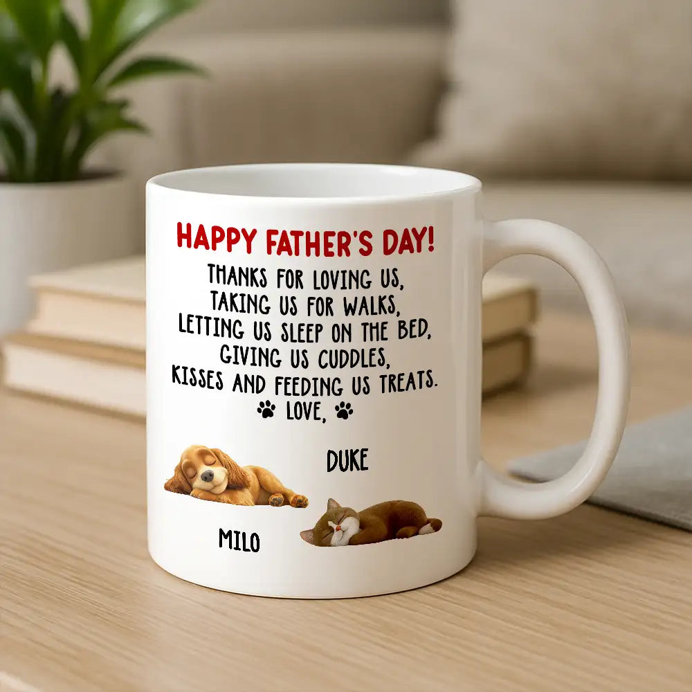 Funny Pet-Themed White Ceramic Mug Father's Day Gift for Dog Dads Featuring Sleeping Puppy