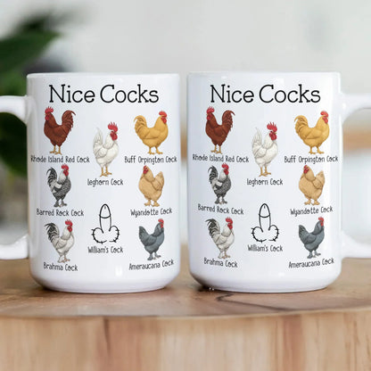 Personalized White Ceramic Mug with Funny Cactus Nice Pricks Design, Unique Gift for Husband or Boyfriend, Fun Naughty Coffee Gift