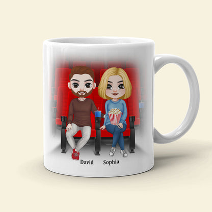 Happiness Is Popcorn Movies And The One You, Couple Cinema White Mug