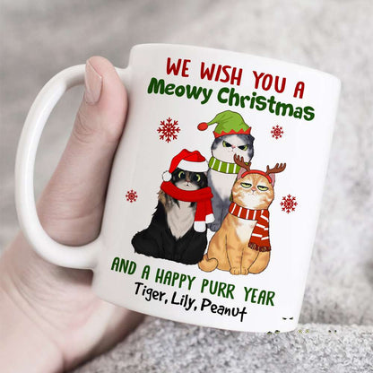 We Wish You a Meowy Christmas And A Happy Purr Year, Personalized Cat Christmas Mug, Christmas Gift